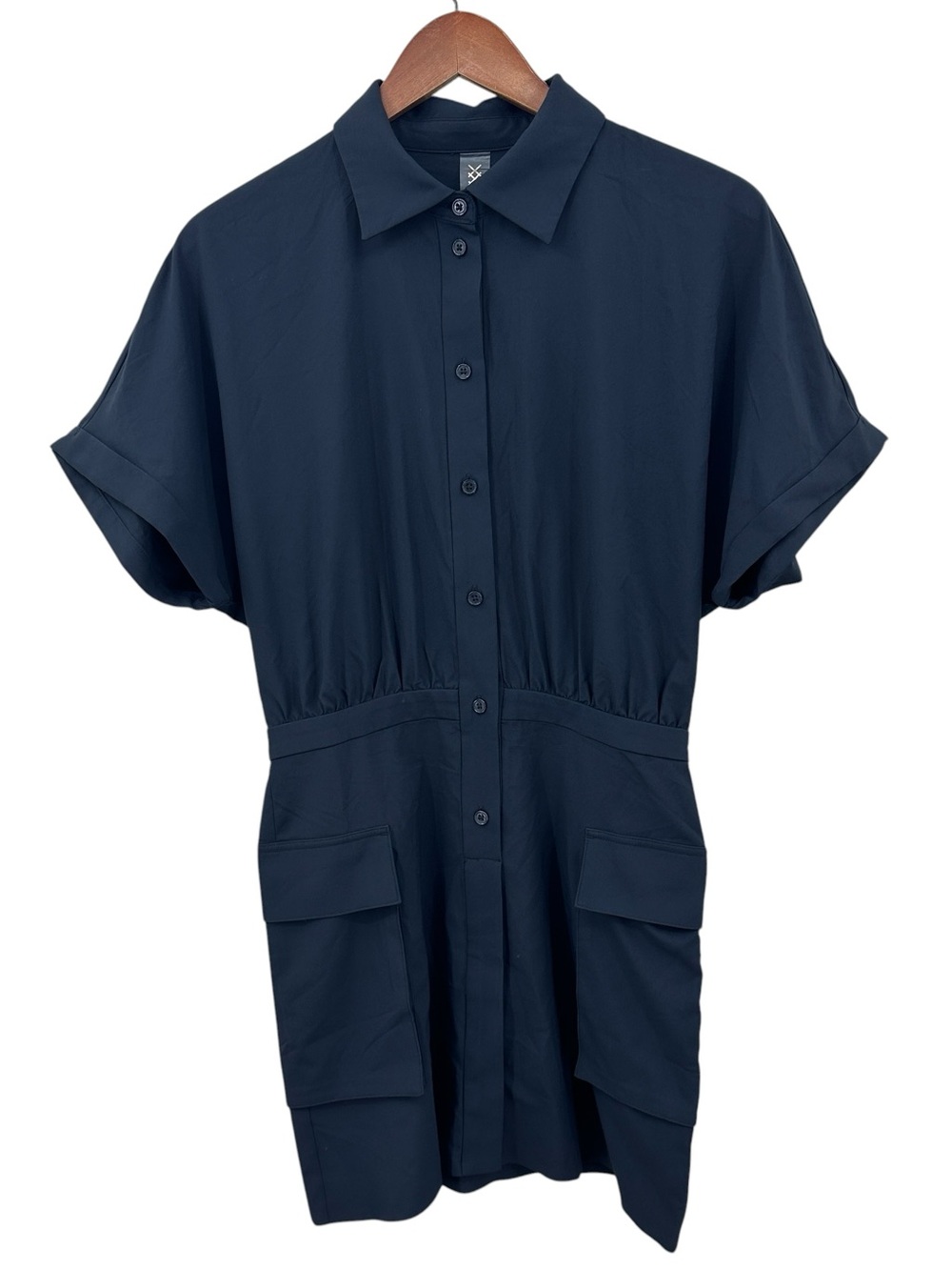 RHONE Dress Mirage Shirt Dress Water Repellent Short Sleeve Mini Black